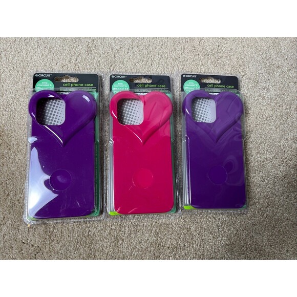 3 E-Circuit IPhone 14 Pro Max Textured Purple/Pink Heart Phone Case Silicone - Picture 1 of 3